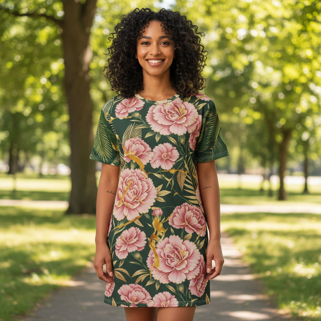 Elevate Your Style with the Bold Floral T-Shirt Dress - Velvet Ink Market (V.I.M)