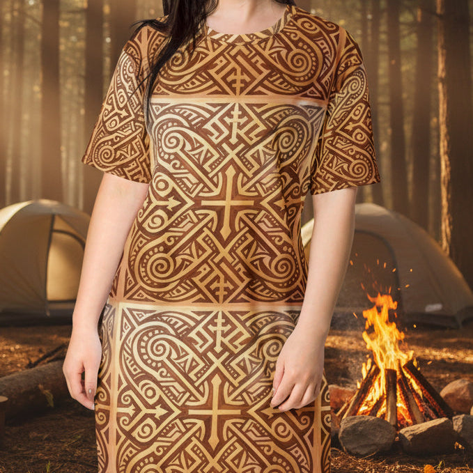 V.I.M Nordic Tribal Print Design T-shirt dress - Velvet Ink Market (V.I.M)