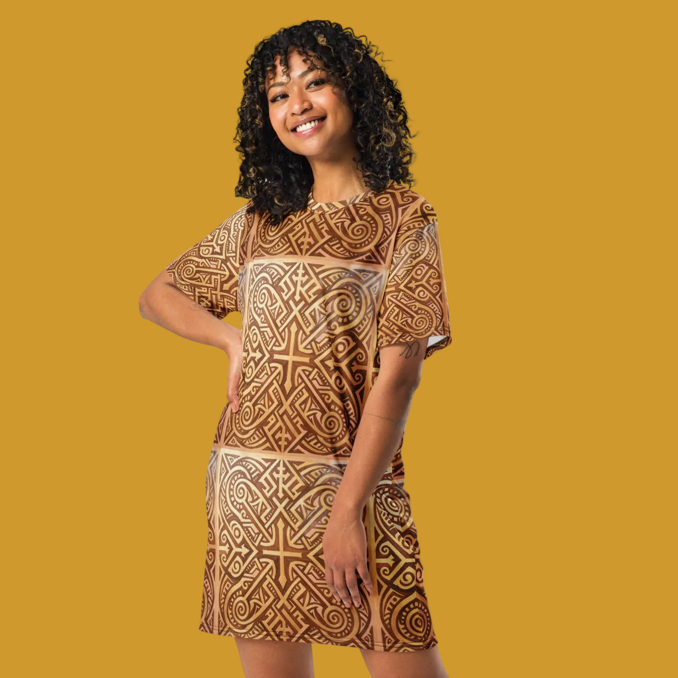 V.I.M Nordic Tribal Print Design T-shirt dress - Velvet Ink Market (V.I.M)