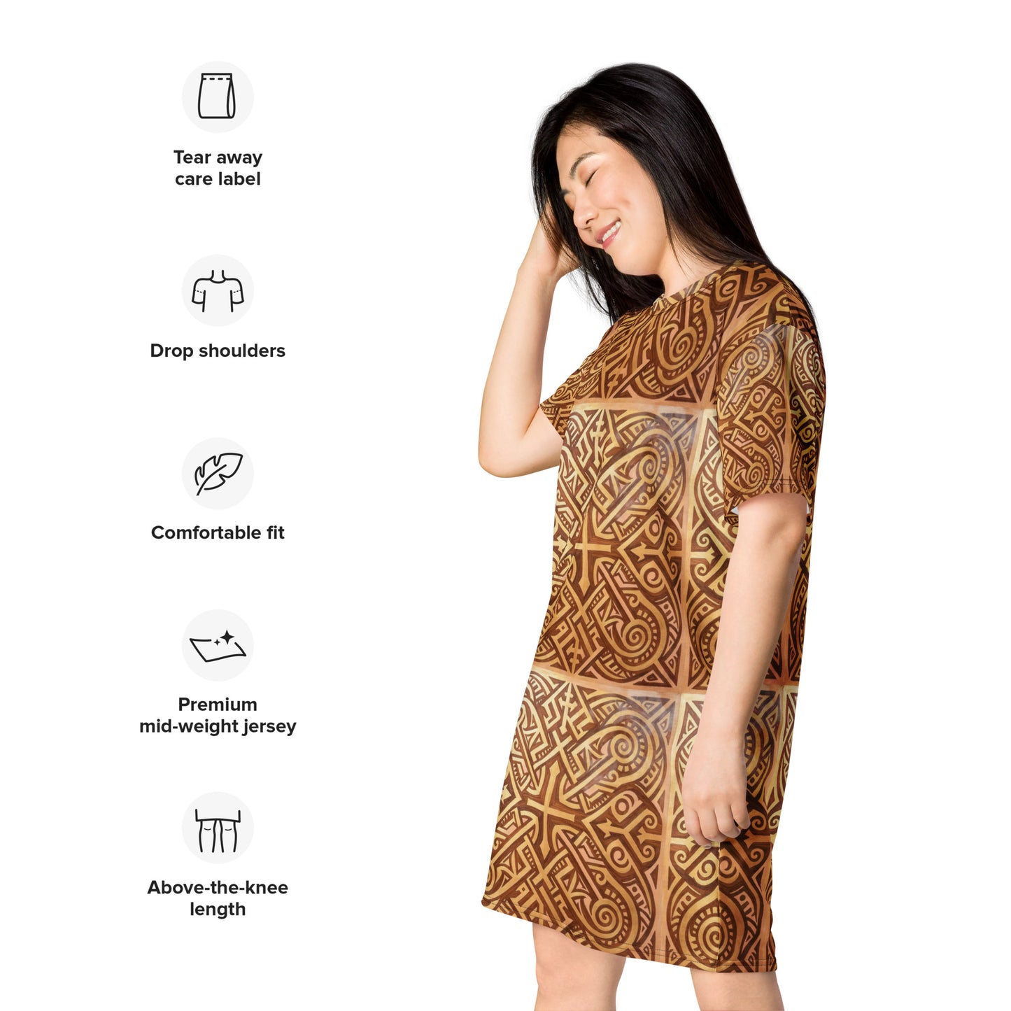 V.I.M Nordic Tribal Print Design T-shirt dress - Velvet Ink Market (V.I.M)