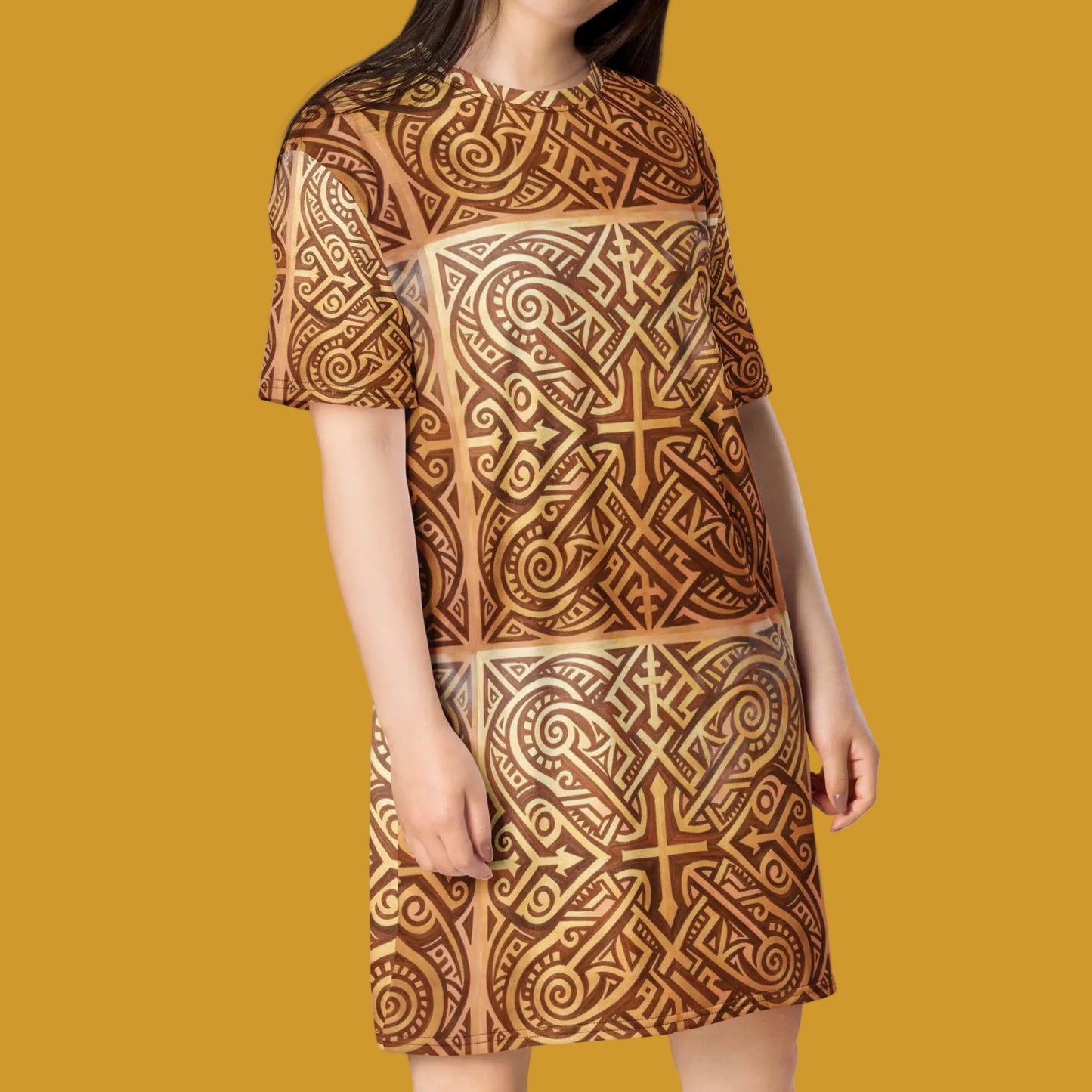V.I.M Nordic Tribal Print Design T-shirt dress - Velvet Ink Market (V.I.M)
