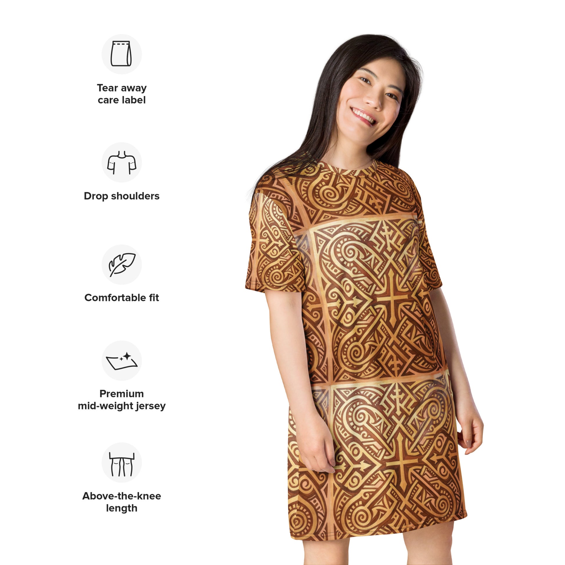 V.I.M Nordic Tribal Print Design T-shirt dress - Velvet Ink Market (V.I.M)