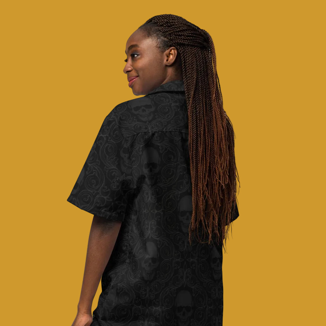 Tribal Skull Family Pride Unisex Button Shirt - Velvet Ink Market (V.I.M)