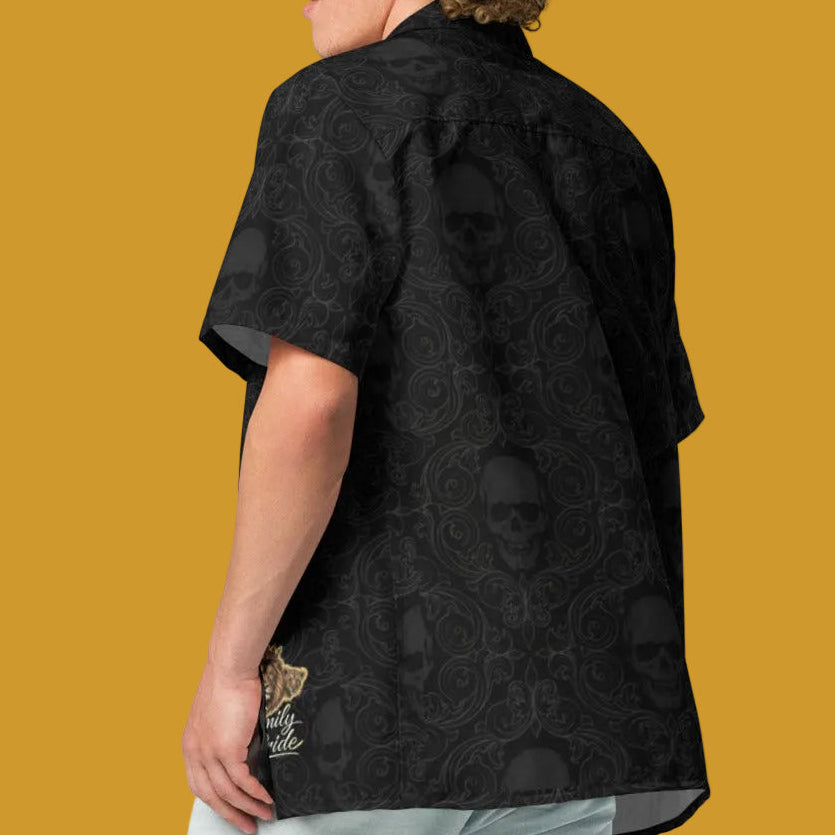 Tribal Skull Family Pride Unisex Button Shirt - Velvet Ink Market (V.I.M)