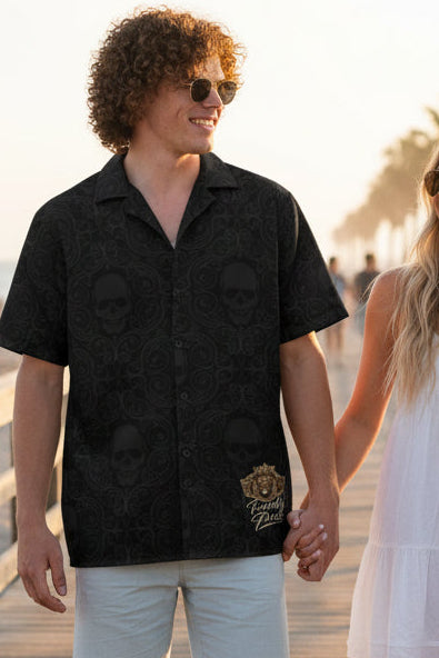 Tribal Skull Family Pride Unisex Button Shirt - Velvet Ink Market (V.I.M)