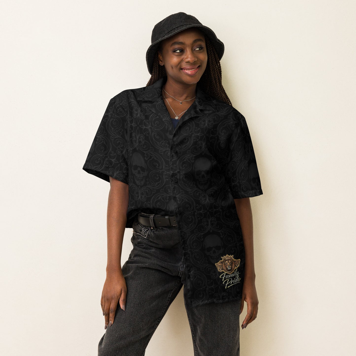 Tribal Skull Family Pride Unisex Button Shirt - Velvet Ink Market (V.I.M)