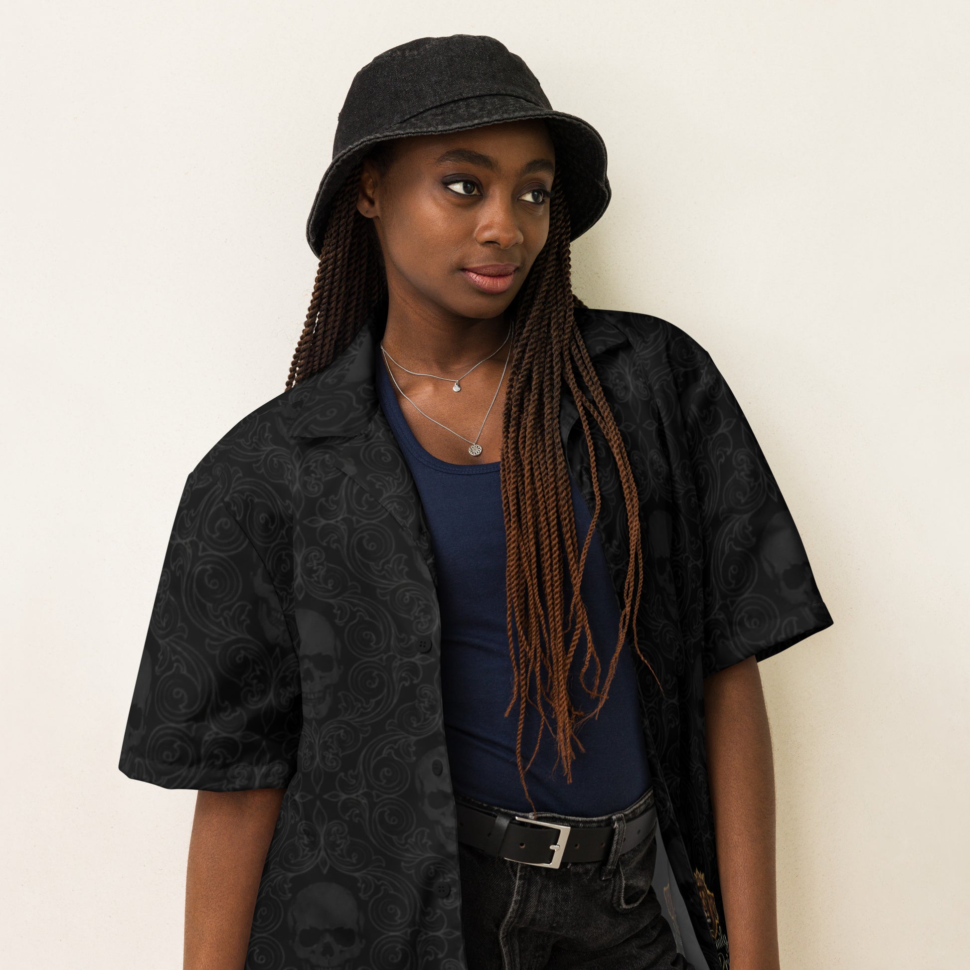 Tribal Skull Family Pride Unisex Button Shirt - Velvet Ink Market (V.I.M)