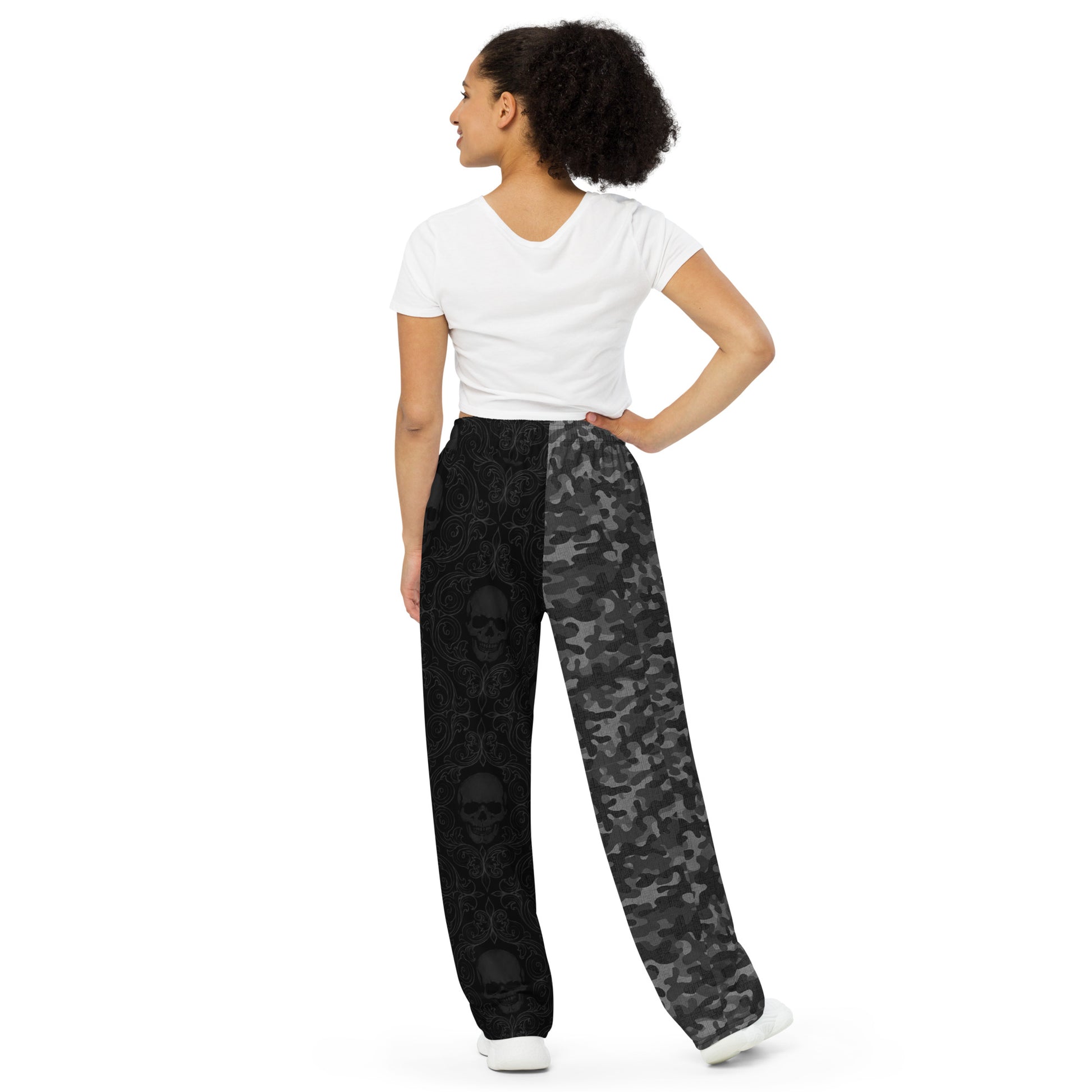 V.I.M Half Leg Camo Tribal Skull Wide-Leg Pants - Velvet Ink Market (V.I.M)