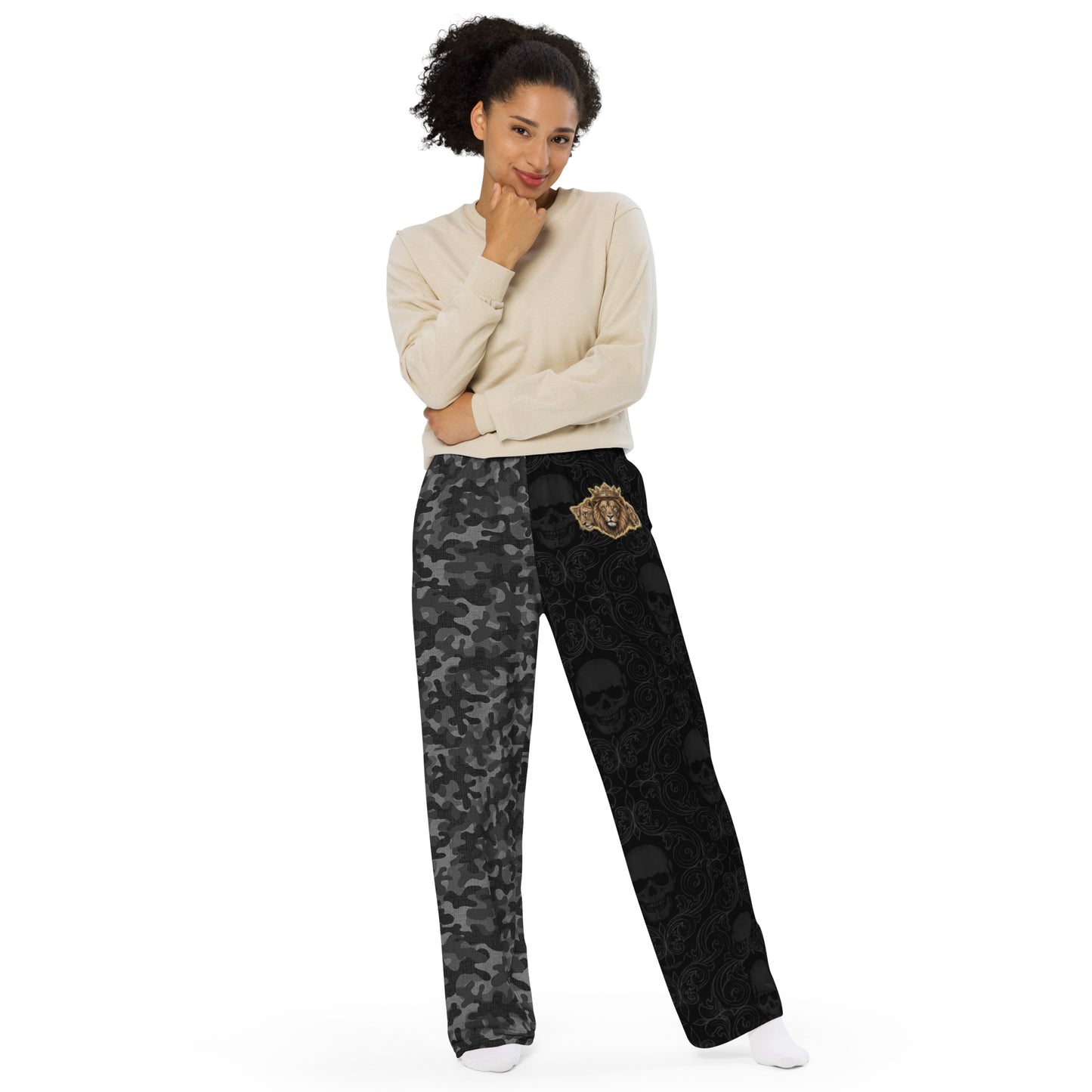 V.I.M Half Leg Camo Tribal Skull Wide-Leg Pants - Velvet Ink Market (V.I.M)