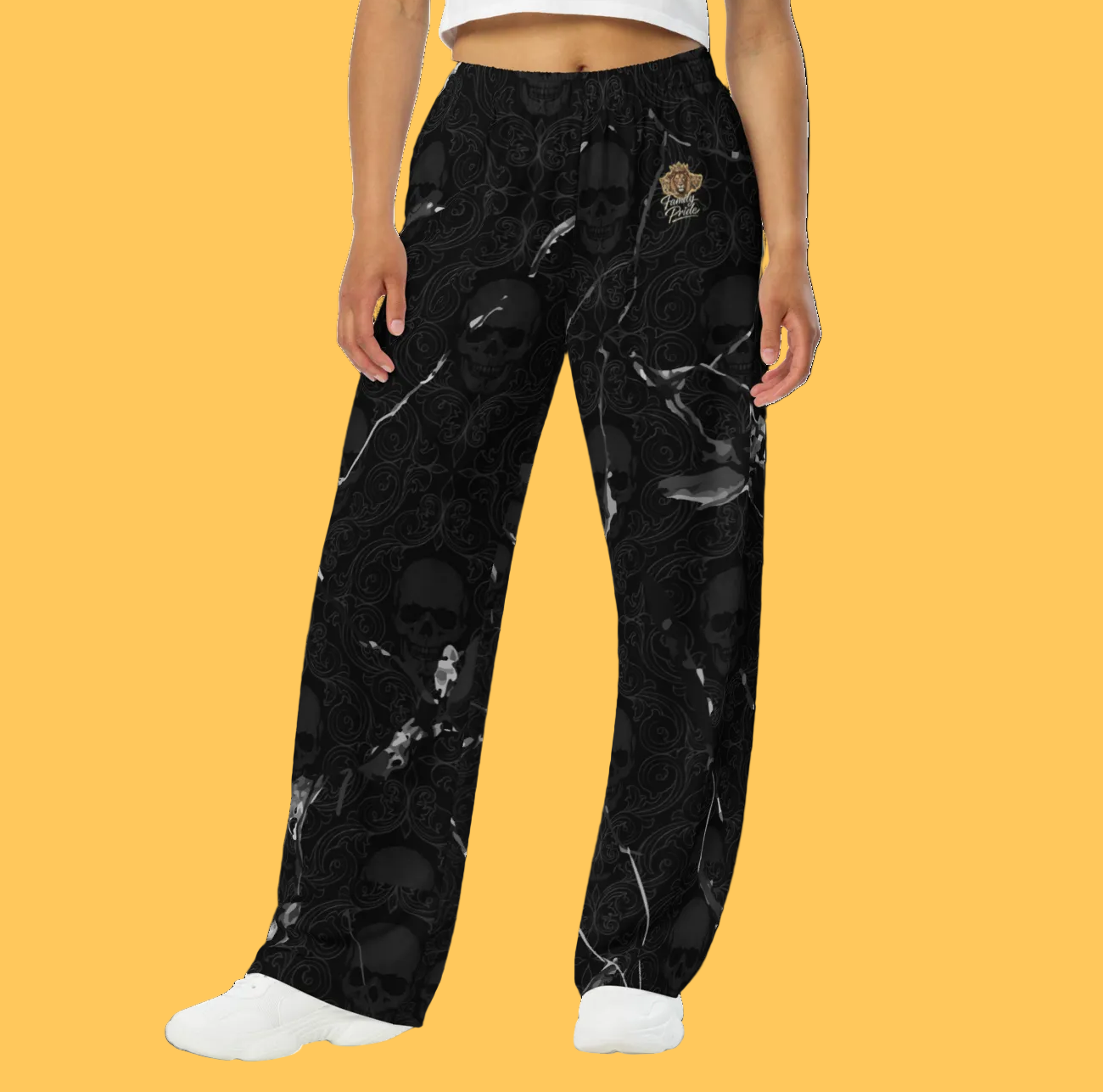 V.I.M Tribal Skull Marble Effect Wide-Leg Pants - Velvet Ink Market (V.I.M)