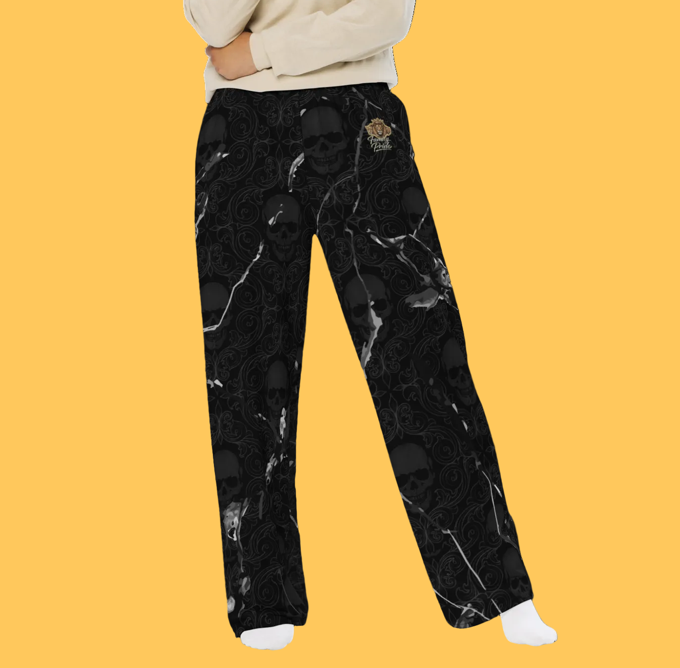 V.I.M Tribal Skull Marble Effect Wide-Leg Pants - Velvet Ink Market (V.I.M)