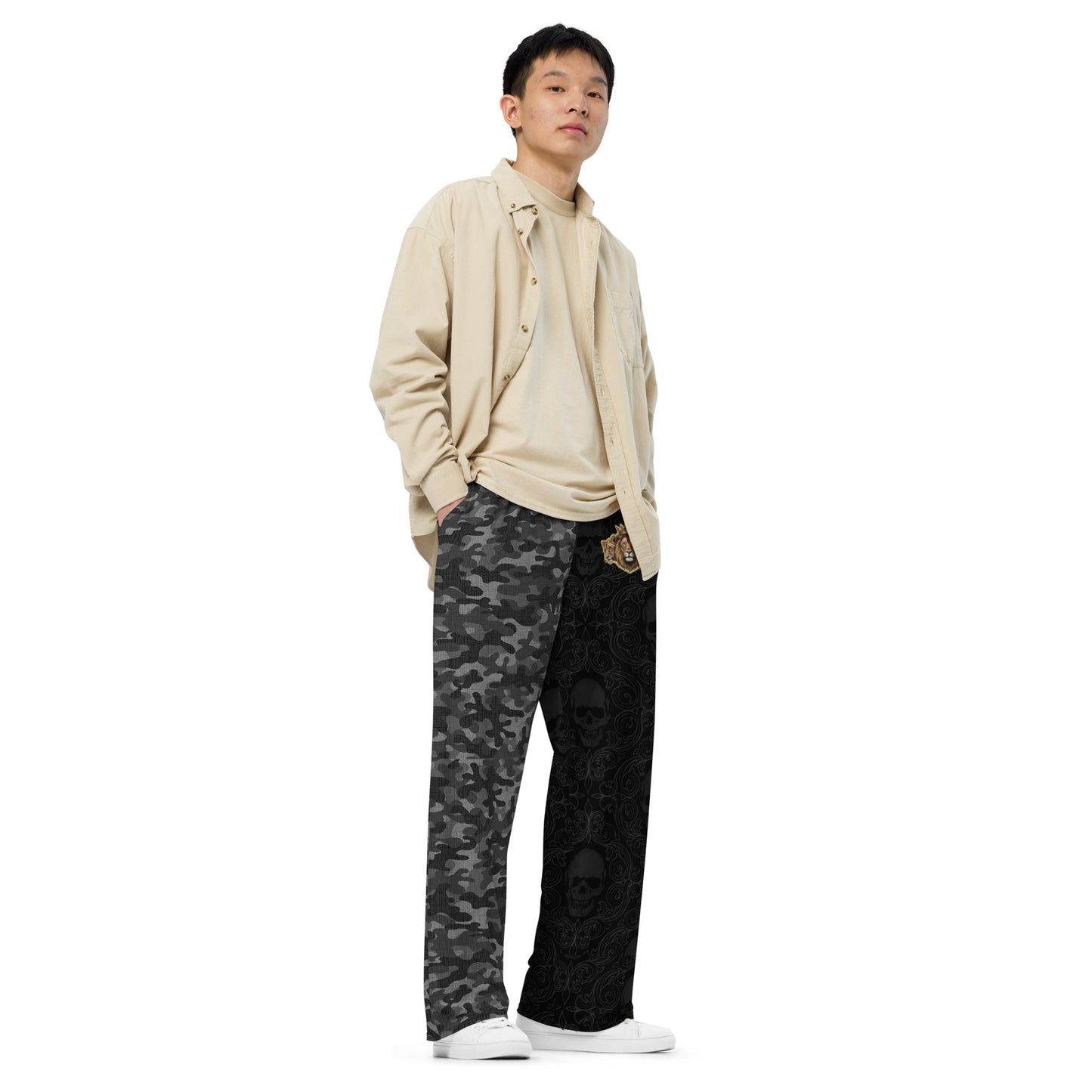 V.I.M Half Leg Camo Tribal Skull Wide-Leg Pants - Velvet Ink Market (V.I.M)
