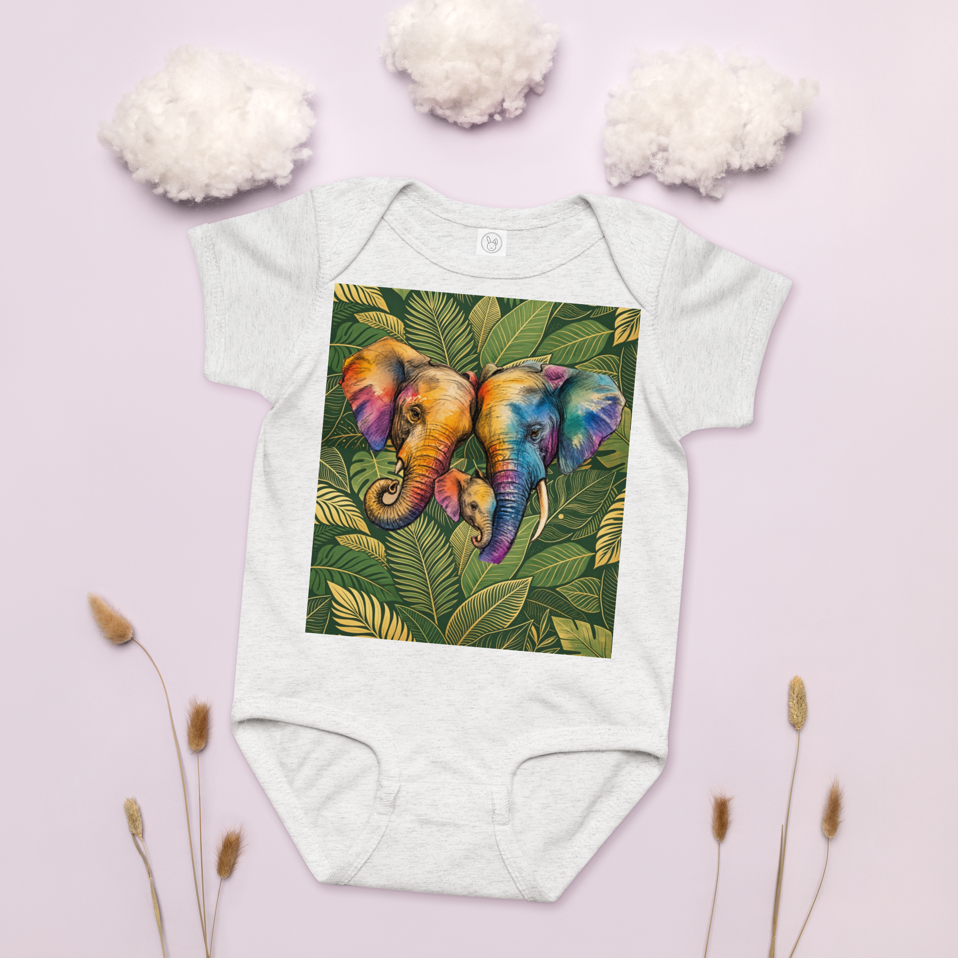 V.I.M Elephant Family Baby Comfort Jersey Bodysuit - Velvet Ink Market (V.I.M)