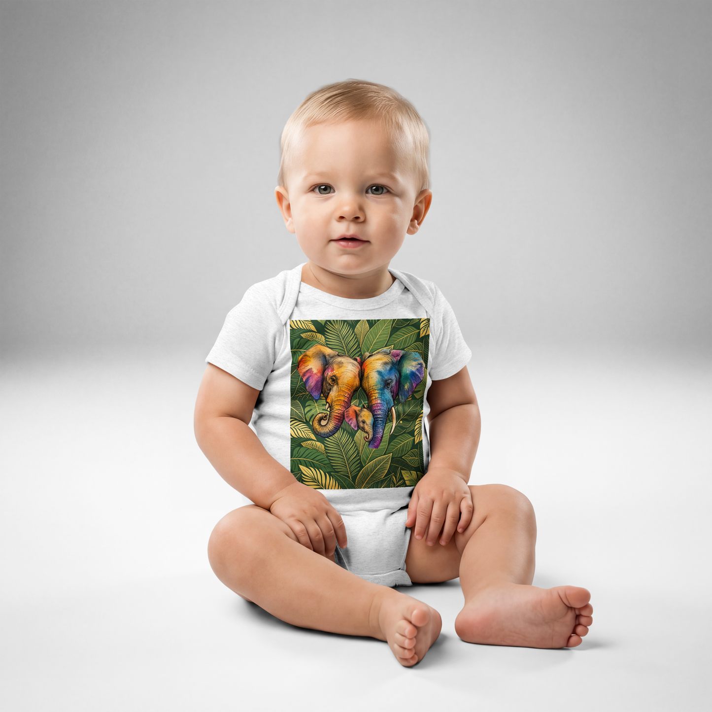 V.I.M Elephant Family Baby Comfort Jersey Bodysuit - Velvet Ink Market (V.I.M)