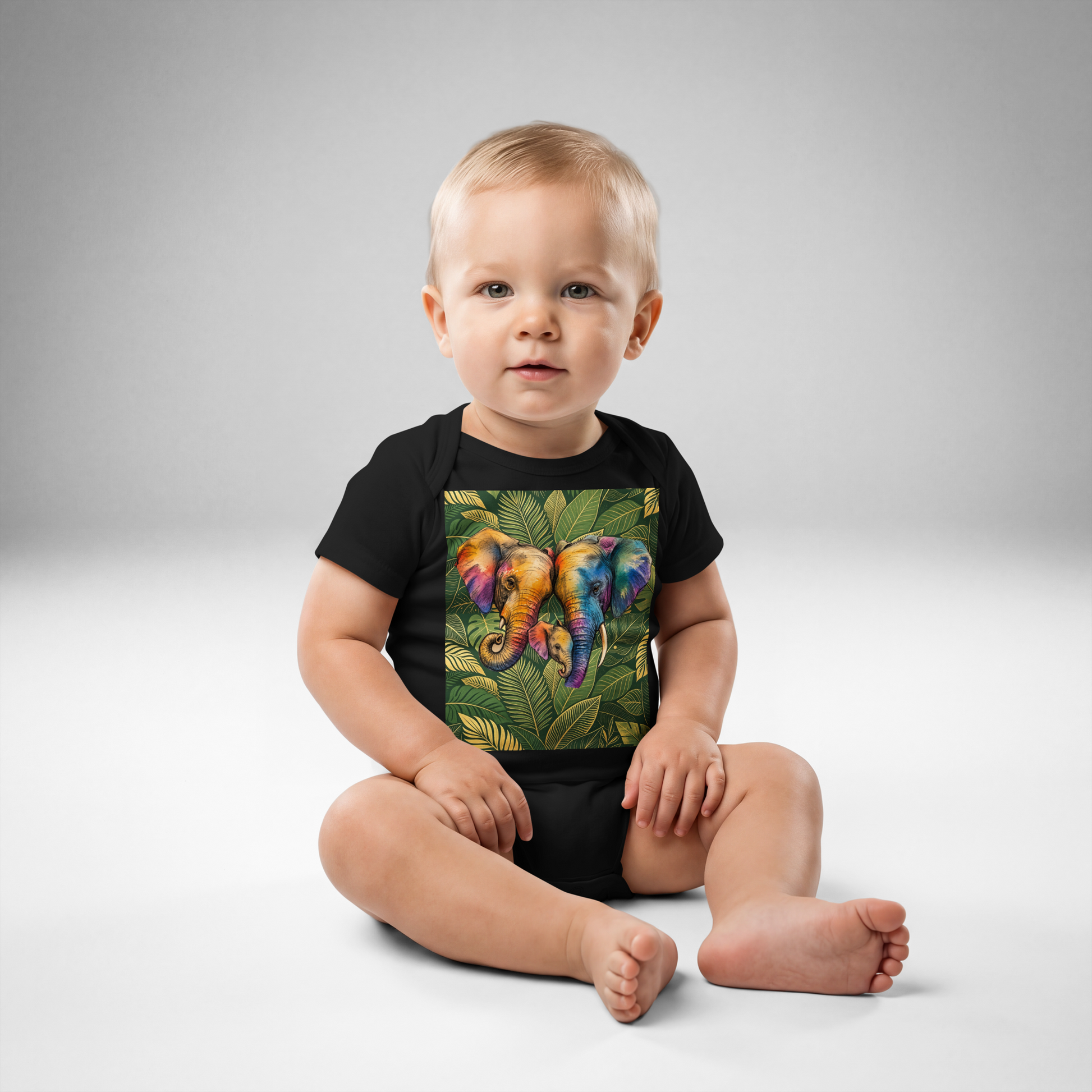V.I.M Elephant Family Baby Comfort Jersey Bodysuit - Velvet Ink Market (V.I.M)