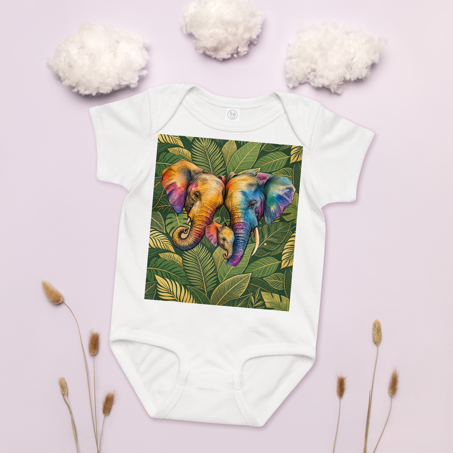 V.I.M Elephant Family Baby Comfort Jersey Bodysuit - Velvet Ink Market (V.I.M)