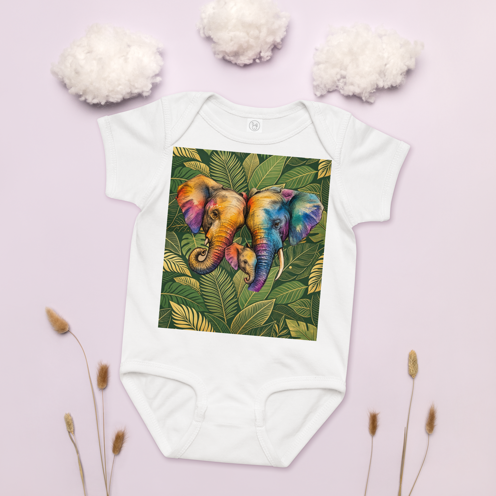 V.I.M Elephant Family Baby Comfort Jersey Bodysuit - Velvet Ink Market (V.I.M)