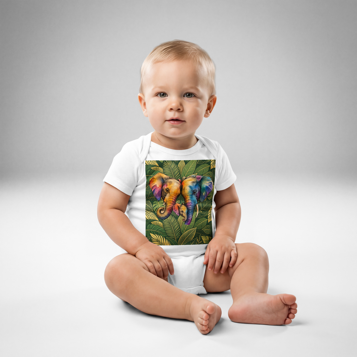 V.I.M Elephant Family Baby Comfort Jersey Bodysuit - Velvet Ink Market (V.I.M)