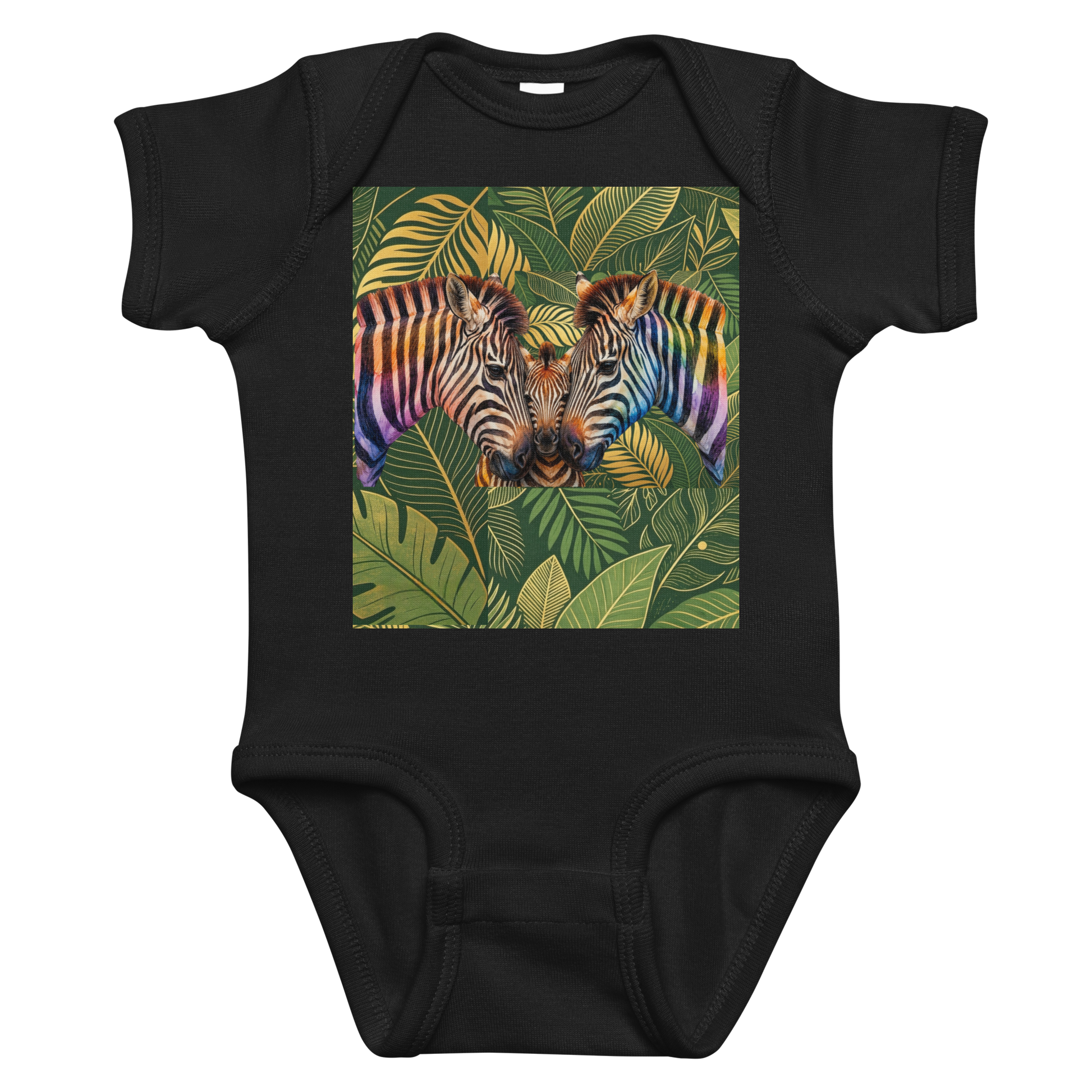 V.I.M Zebra Family Leaf Print Infant Bodysuit - Velvet Ink Market (V.I.M)
