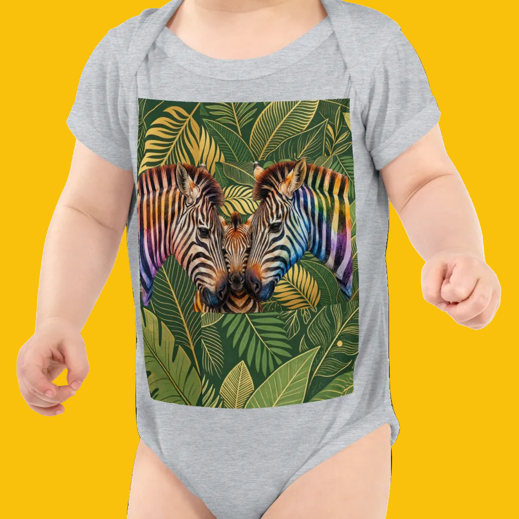 V.I.M Zebra Family Leaf Print Infant Bodysuit - Velvet Ink Market (V.I.M)