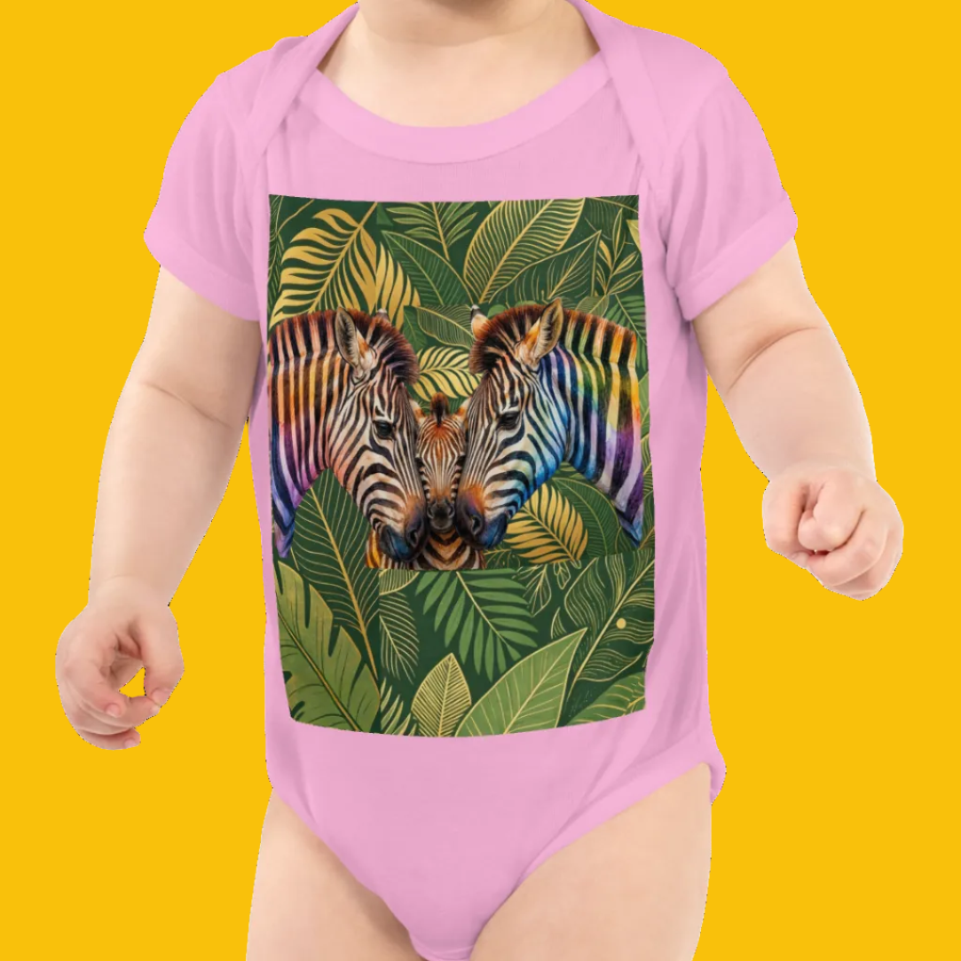 V.I.M Zebra Family Leaf Print Infant Bodysuit - Velvet Ink Market (V.I.M)