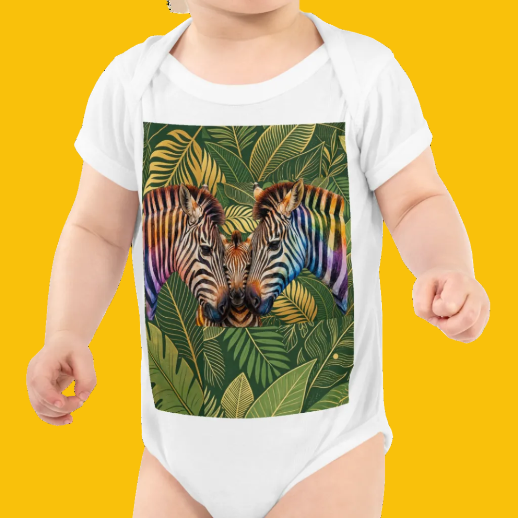 V.I.M Zebra Family Leaf Print Infant Bodysuit - Velvet Ink Market (V.I.M)