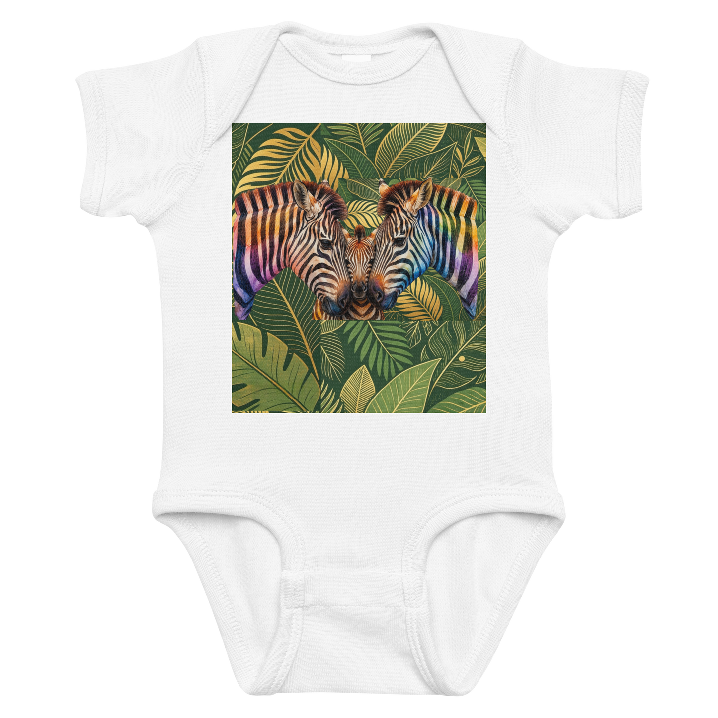V.I.M Zebra Family Leaf Print Infant Bodysuit - Velvet Ink Market (V.I.M)