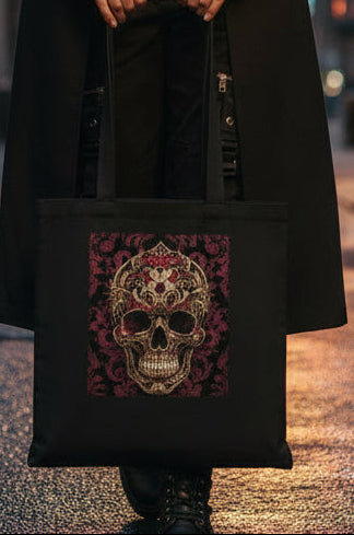V.I.M Tribal Skull Print Cotton Tote Bag - Velvet Ink Market (V.I.M)
