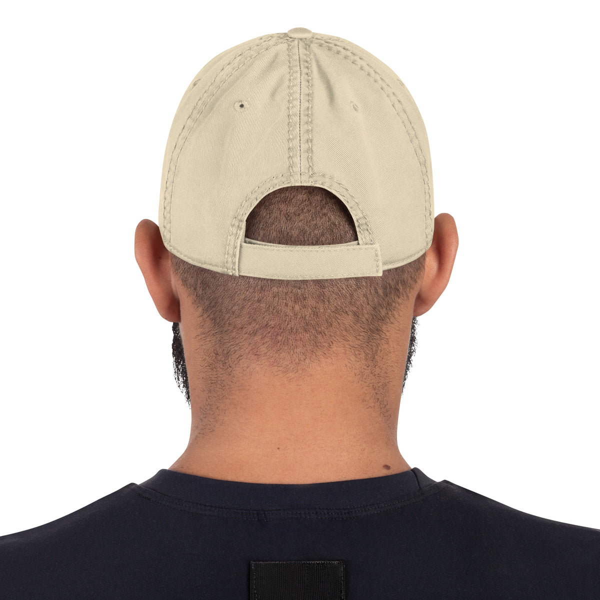 Mauri Tribal Heritage Distressed Dad Hat With Worn-In Crown Embroidery For Heritage Enthusiasts — back view
