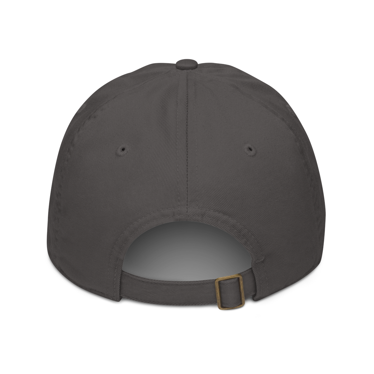 VIM Chimp Theme Dad Hat made of organic cotton, unstructured six-panel cap in gray with a curved brim and adjustable buckle