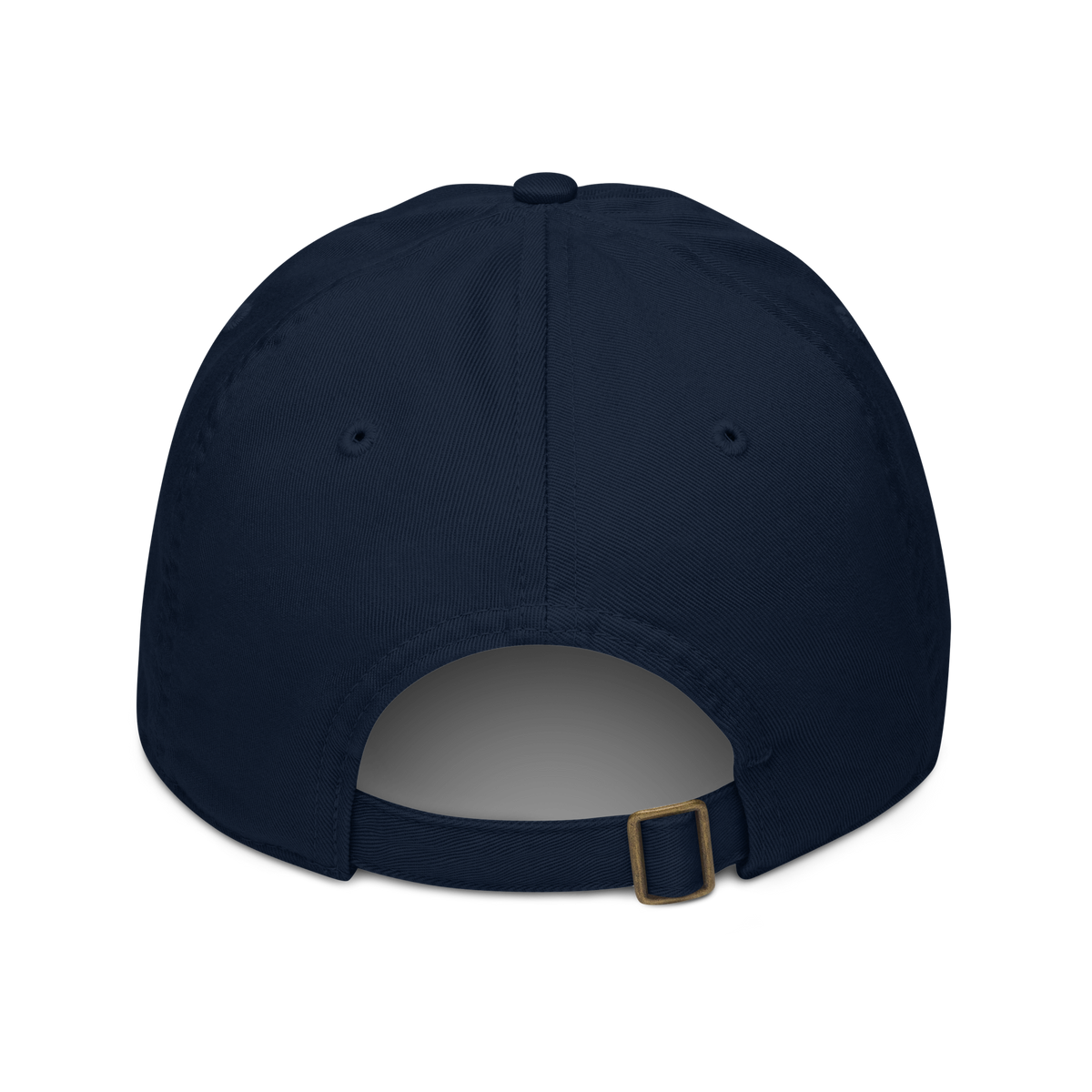 VIM Chimp Theme Dad Hat made of organic cotton, unstructured six-panel cap in navy blue with a metal buckle strap for urban