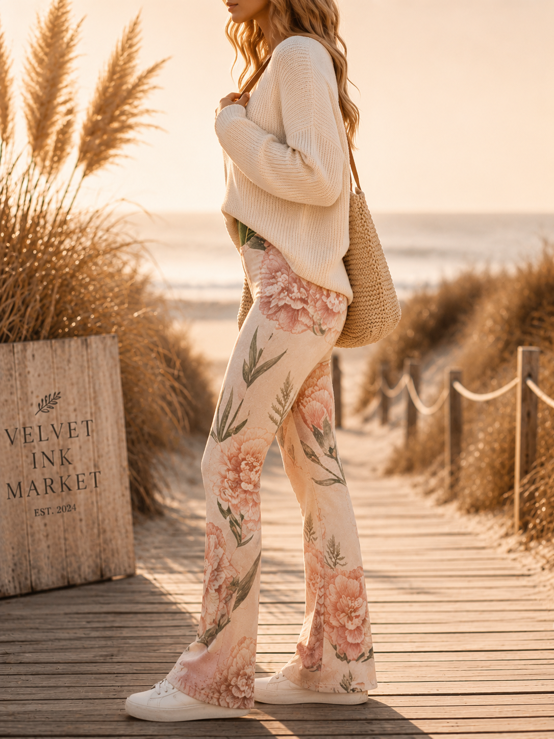 Elevate Your Style with V.I.M Bold Floral Flare Leggings - Velvet Ink Market (V.I.M)