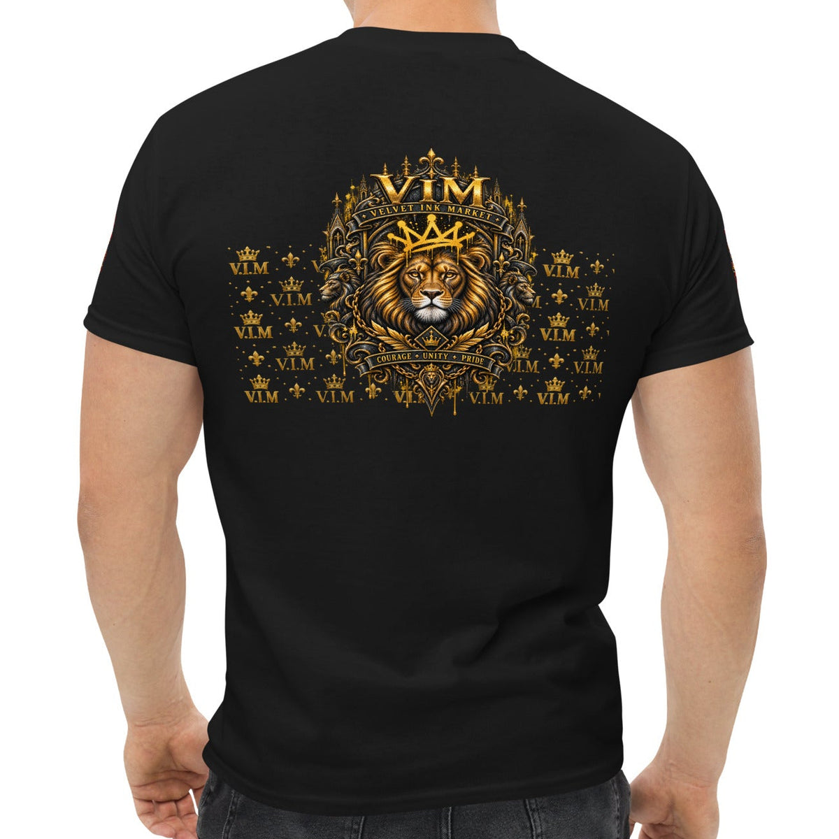 Velvet Ink Market Good Vibes Only Lion T-Shirt in black, back view.