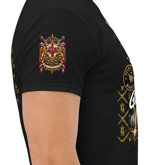 Velvet Ink Market Good Vibes Only Lion T-Shirt in black, right view.