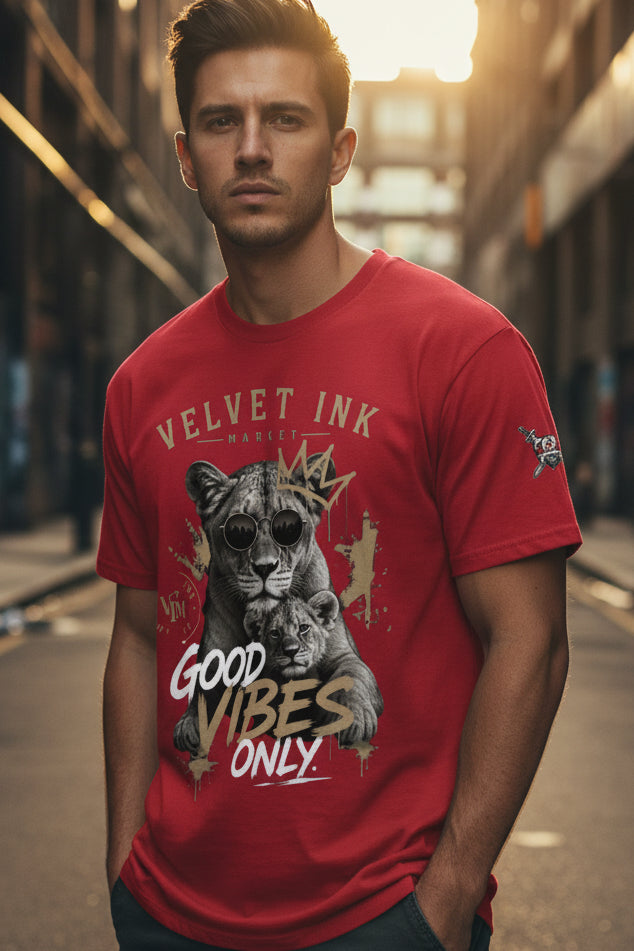 V.I.M 'Good Vibes' Lion Family Tee - Velvet Ink Market (V.I.M)