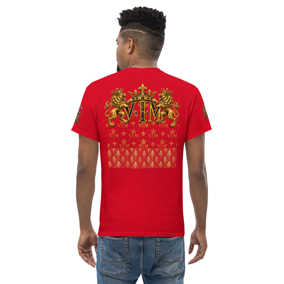 Velvet Ink Market Today's Mood Cat T-Shirt in red, back view.
