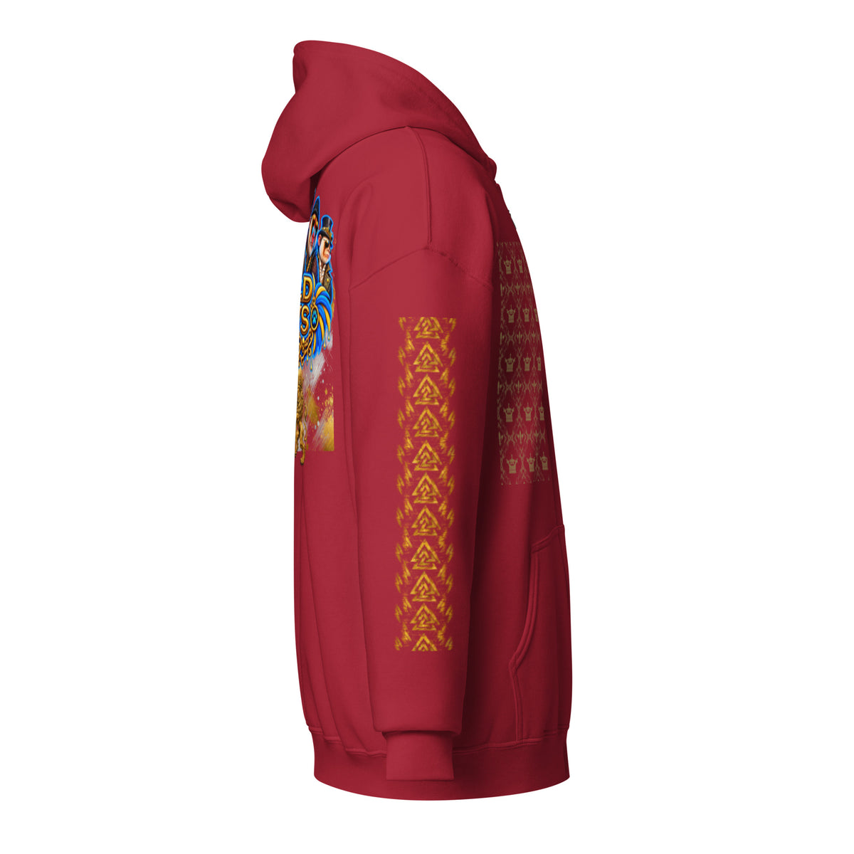 V.I.M Wild Boys Primate zip hoodie in Cardinal Red, right side view