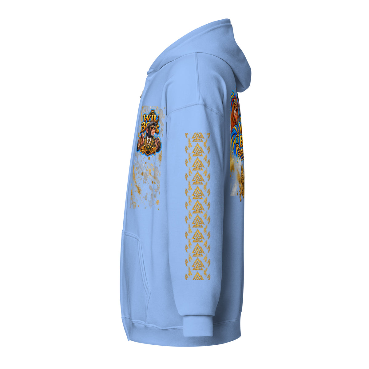 V.I.M Wild Boys Primate zip hoodie in Carolina Blue, left side view