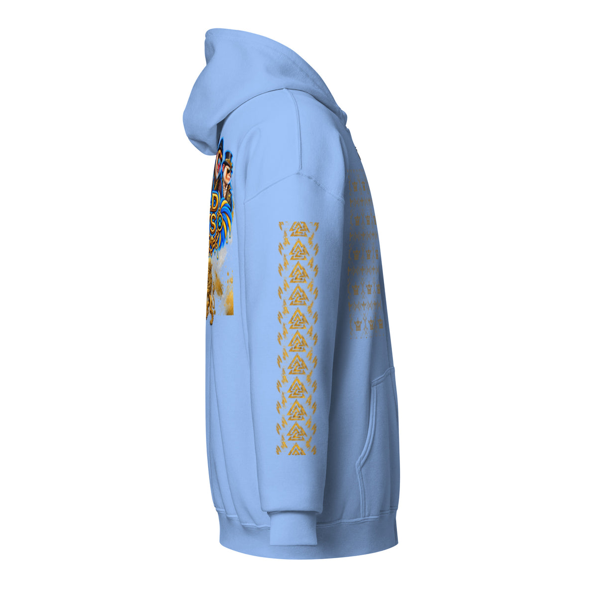 V.I.M Wild Boys Primate zip hoodie in Carolina Blue, right side view