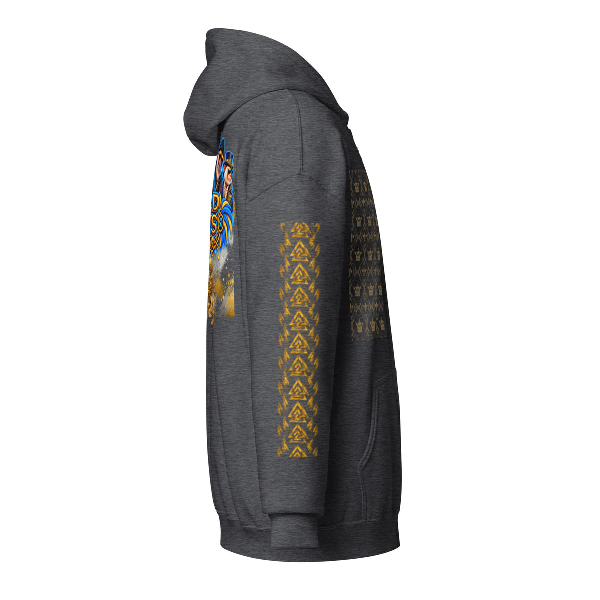 V.I.M Wild Boys Primate zip hoodie in Dark Heather, right side view
