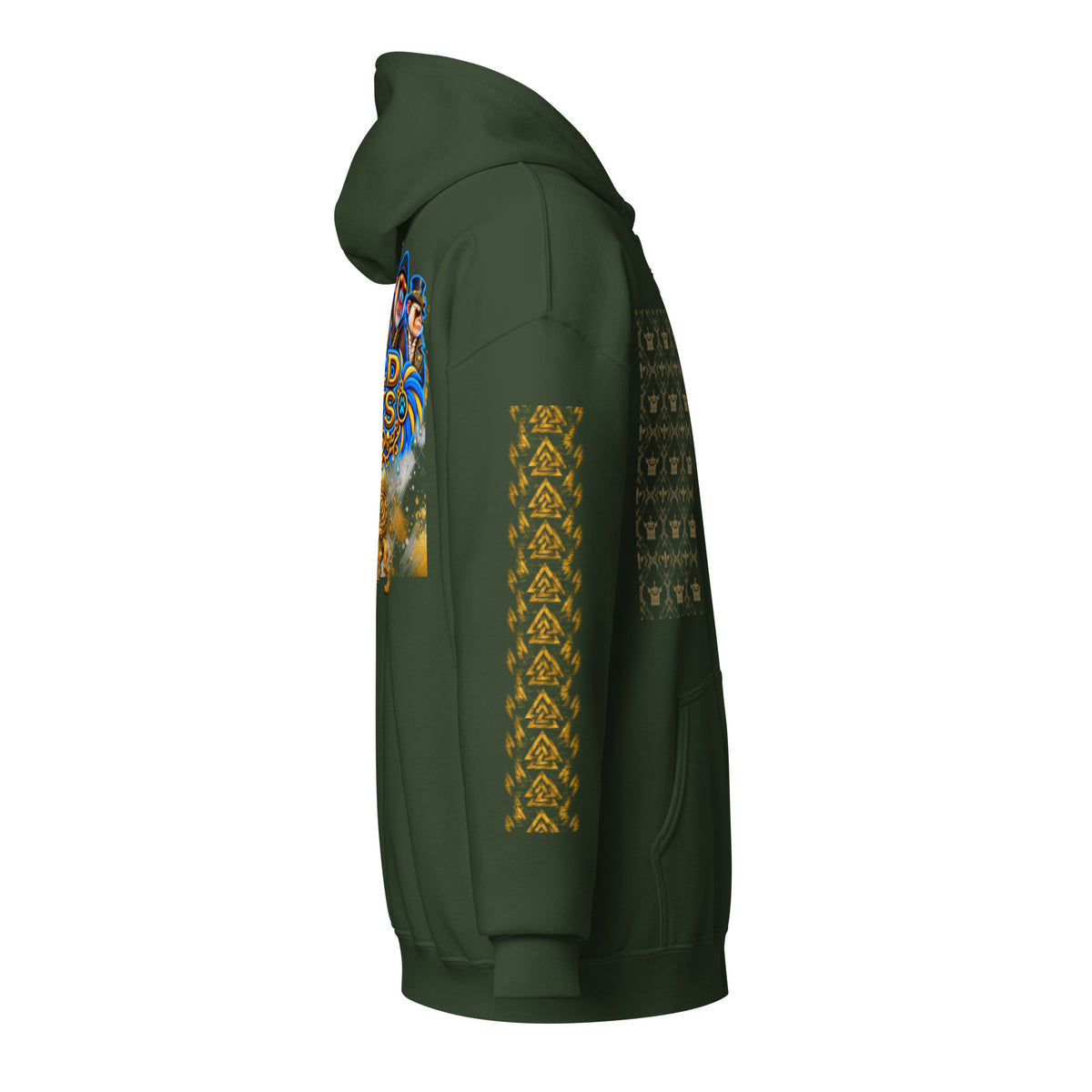 V.I.M Wild Boys Primate zip hoodie in Forest Green, right side view