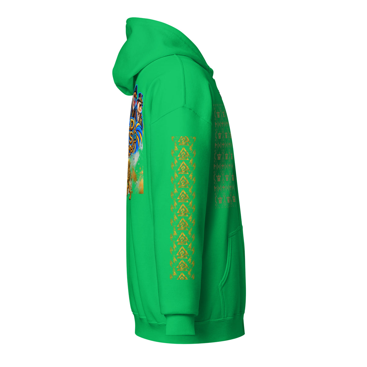 V.I.M Wild Boys Primate zip hoodie in Irish Green, right side view