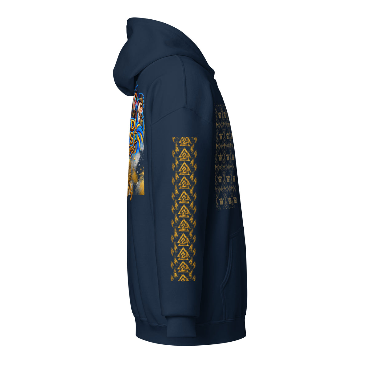 V.I.M Wild Boys Primate zip hoodie in Navy, right side view