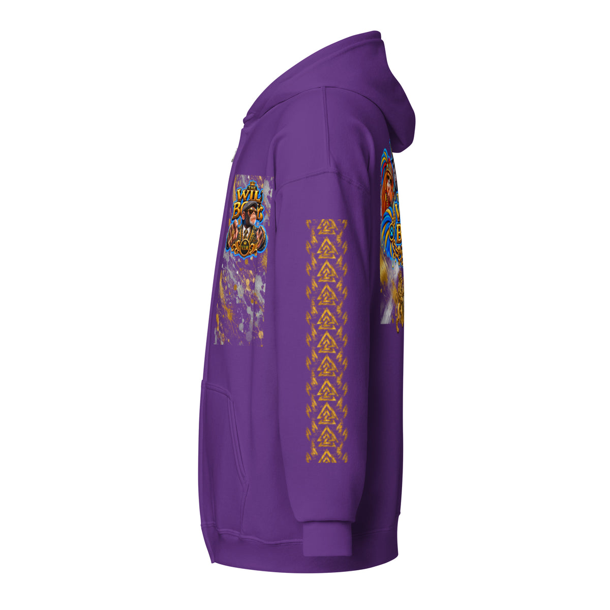 V.I.M Wild Boys Primate zip hoodie in Purple, left side view