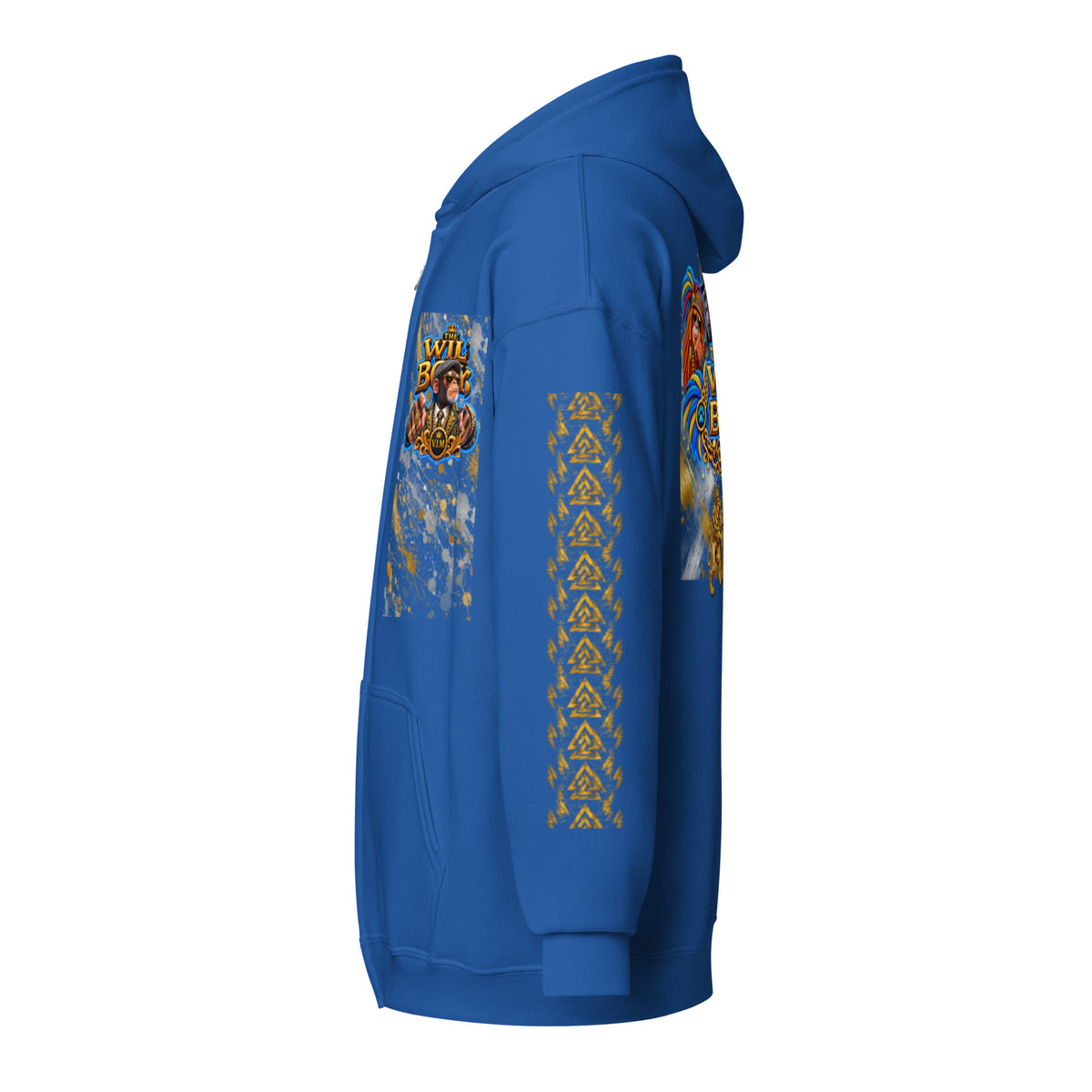 V.I.M Wild Boys Primate zip hoodie in Royal, left side view