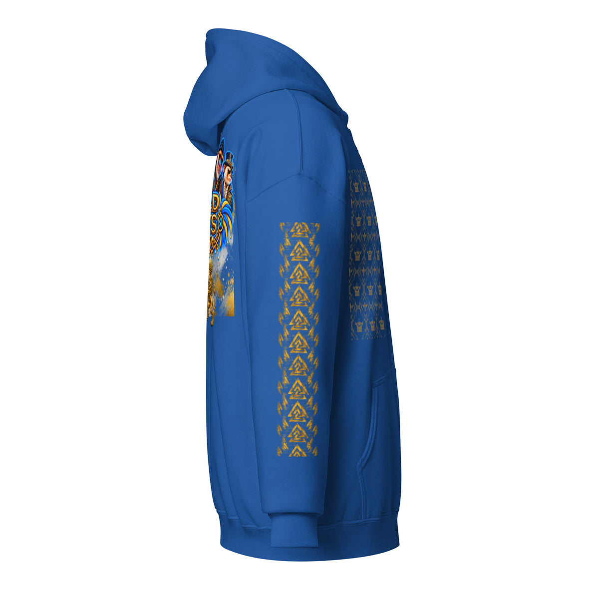 V.I.M Wild Boys Primate zip hoodie in Royal, right side view